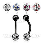 4urday7 ion plated steel belly ring 5mm top ball 6mm multi crys belly piercing