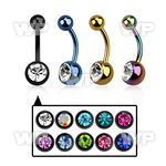 4ure6i ion plated steel belly ring w 8mm jewel ball upper 5mm belly piercing
