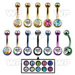 4urk6i ion plated steel belly ring press fit jewel balls length belly piercing