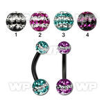 4urkda31 ion plated steel belly ringmulti crystal ferido ball scut belly piercing