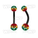 4urkda3a ion plated steel belly ringmulti crystal ferido ball sras belly piercing
