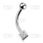 4uw318 316l steel micro banana w 3mm steel dice 3mm steel ball eyebrow piercing