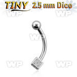 4uw318ks 316l steel micro banana w tiny 2 5mm steel dice 2 5mm eyebrow piercing