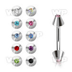 4uw6u6 316l steel micro banana w 4mm jewel cones eyebrow piercing