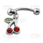 4uwa00l 316l steel micro banana w 3mm steel balls dangling red eyebrow piercing