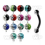 4uwrdazw ion plated 316l steel micro banana w 3mm multi crystal eyebrow piercing