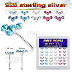 4zy6hjfj silver nose pins 22g crystals curved colors 36