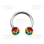 64daya surgical steel cbr horseshoe 1 6mm 6mm multi crystal bal belly piercing