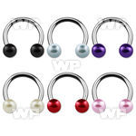 64ma surgical steel cbr horseshoe 1 6mm 5mm faux pearl ball belly piercing