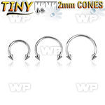 64w6uk surgical steel cbr horseshoe 1mm 2mm cones belly piercing