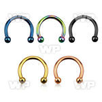 64wr4ks ion plated surgical steel cbr horseshoe 1 2mm 2 5mm ball belly piercing