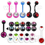 74uk6i acrylic belly ring w 8mm 5mm jewel ball length 10mm 3 8 belly piercing