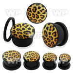 7dm6 black acrylic plug external screw fit leopard fur picture ear lobe piercing