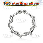 7i3wmekc silver 925 fake septum piercing ring 1mm thin rope wrap septum piercing