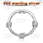 7i3wmeki silver 925 fake septum piercing ring 1mm three ropes septum piercing