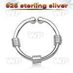 7i3wmekx silver 925 fake septum piercing ring 1mm three wires septum piercing