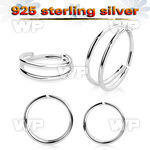 7i3ww 925 silver seamless nose ring 20g double ring