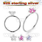 7ig3jkk silver seamless nose ring 22g star color cz