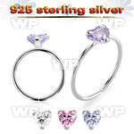 7igxjkk silver seamless nose ring 22g hearted color cz