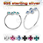 7ixmjkk silver seamless nose ring 22g four crystals