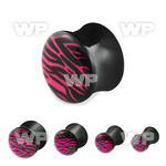 7mia black acrylic double flare saddle plug pink black zebra ear lobe piercing