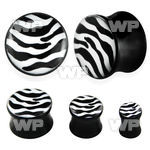 7mir black acrylic double flare saddle plug black white zebr ear lobe piercing