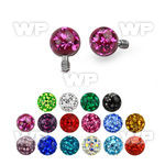 81da03 4mm ball shaped multi crystal dermal top epoxy cover for surface piercing