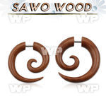 83m3o sawo wood fake cheater plug in spiral shape 1 2mm 316l ear lobe piercing