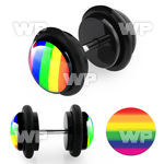 8bqiaee acrylic fake plug rainbow logo o ring s size 8mm belly piercing