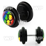 8bqiakt acrylic fake plug black double male sign on rainbow logo belly piercing