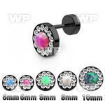 8dra165 ion plated steel fake plug crystal studded rim syntheti ear lobe piercing