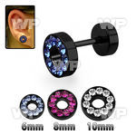 8dra16 ion plated surgical steel fake cheater flesh tunnel cryst ear lobe piercing