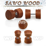 8m3o5 sawo wood fake cheater plug surgical steel post ear lobe piercing