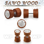 8m3oj6 sawo wood fake cheater plug ferido glued multi crystals ear lobe piercing