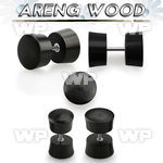 8m7aw black areng wood fake cheater plug surgical steel post ear lobe piercing