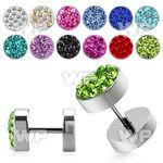 8mj6t steel fake plug ferido glued multi crystals normal high belly piercing