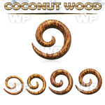 8mr65 organic wood spiral coil taper made from coconut wood ear lobe piercing