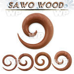 8mrw organic wood spiral coil taper made from sawo wood ear lobe piercing
