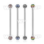 8u14ns surgical steel industrial barbell 1 6mm 5mm color stripe 