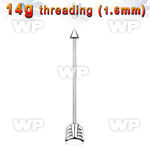 8u17o surgical steel industrial barbell 1 6mm 5mm cone caste 