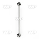 8u1fc surgical steel industrial barbell 1 6mm 5mm black whit 