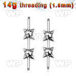 8u3xk surgical steel industrial barbell post 1 6mm 6mm spike 