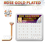 a33gkf6 box with of silver 925 l shaped nose studs rose gold plat nose piercing