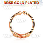 a33wmek2 silver fake septum ring w real rose gold plating w a wire septum piercing