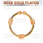 a33wmekx silver fake septum ring w real rose gold plating w three septum piercing