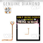 a3614k genuine diamond 14k rose gold nose screw 2mm prong set round diamond