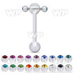 abbajspn acrylic spinner tongue barbell w two 3mm ball w crystal