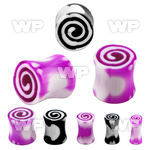 acpd acrylic double flared plug w purple white swirl pattern
