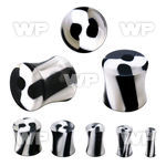 acpf solid acrylic double flared plug w black white swirl