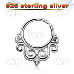 agsepv7 925 silver septum ring in a decorated indian design